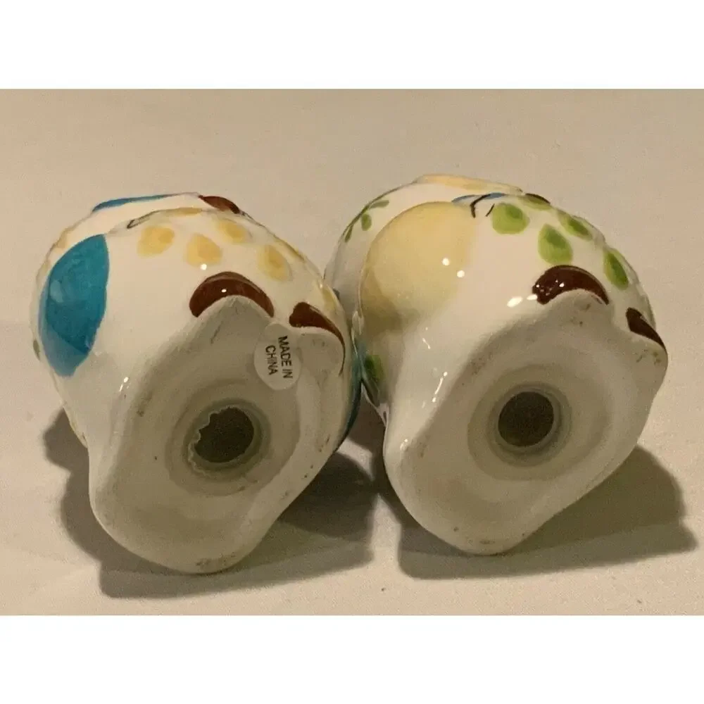 BOSTON WAREHOUSE Floral Owl Ceramic Salt & Pepper Shakers With Stoppers Deco UEC